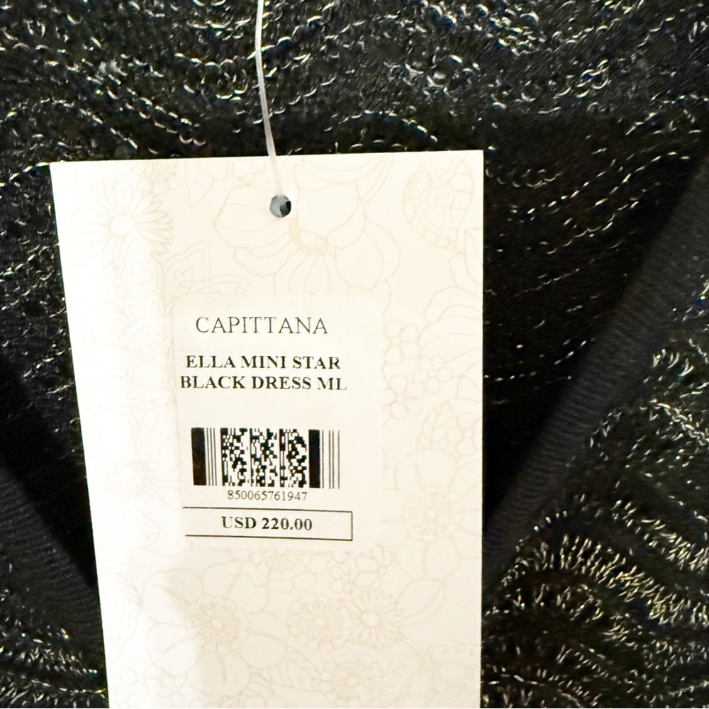 NWT Capittana Ella Mini Star Black Metallic Gold Black Coverup Dress Size M/L - Picture 8 of 10